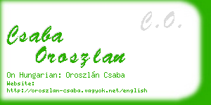 csaba oroszlan business card