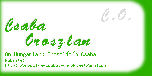 csaba oroszlan business card